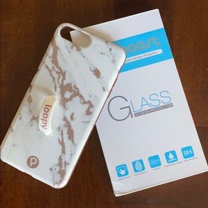 Loopy iPhone 7 & 8 Plus Rose Gold Marble Protector